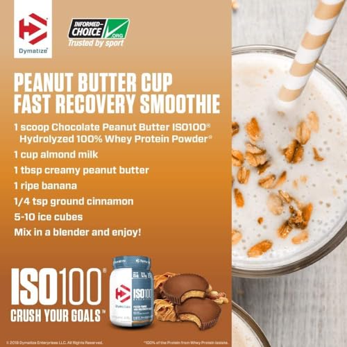 Dymatize ISO100 Whey Protein Powder Isolate, Gourmet Vanilla, 25g of Protein, 5.5g BCAAs, Less Than 120 Cal., Gluten Free, 1g Fat, 1g Sugar, 2g Carb (20 Servings)
