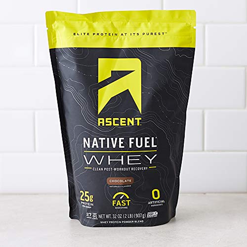 Ascent 100% Whey, Native Whey Protein Blend - Clean Post Workout Recovery, Digesting, Zero Artificial Flavors & Sweeteners, Gluten Free, 5.5g BCAA, 2.6g Leucine, Vanilla Bean 4 lb.
