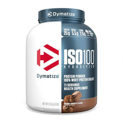 Dymatize ISO100 Whey Protein Powder Isolate, Gourmet Vanilla, 25g of Protein, 5.5g BCAAs, Less Than 120 Cal., Gluten Free, 1g Fat, 1g Sugar, 2g Carb (20 Servings)
