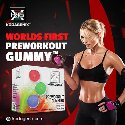 Kodagenix Pre Workout Gummies for Men and Women with Caffeine, L-Citrulline and Beta Alanine - World's First Preworkout Gummy™ - High Stim Preworkout for Men and Women - USA-Made - 30 Servings