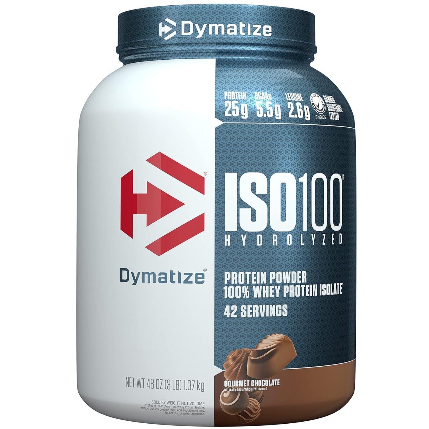 Dymatize ISO100 Whey Protein Powder Isolate, Gourmet Vanilla, 25g of Protein, 5.5g BCAAs, Less Than 120 Cal., Gluten Free, 1g Fat, 1g Sugar, 2g Carb (20 Servings)