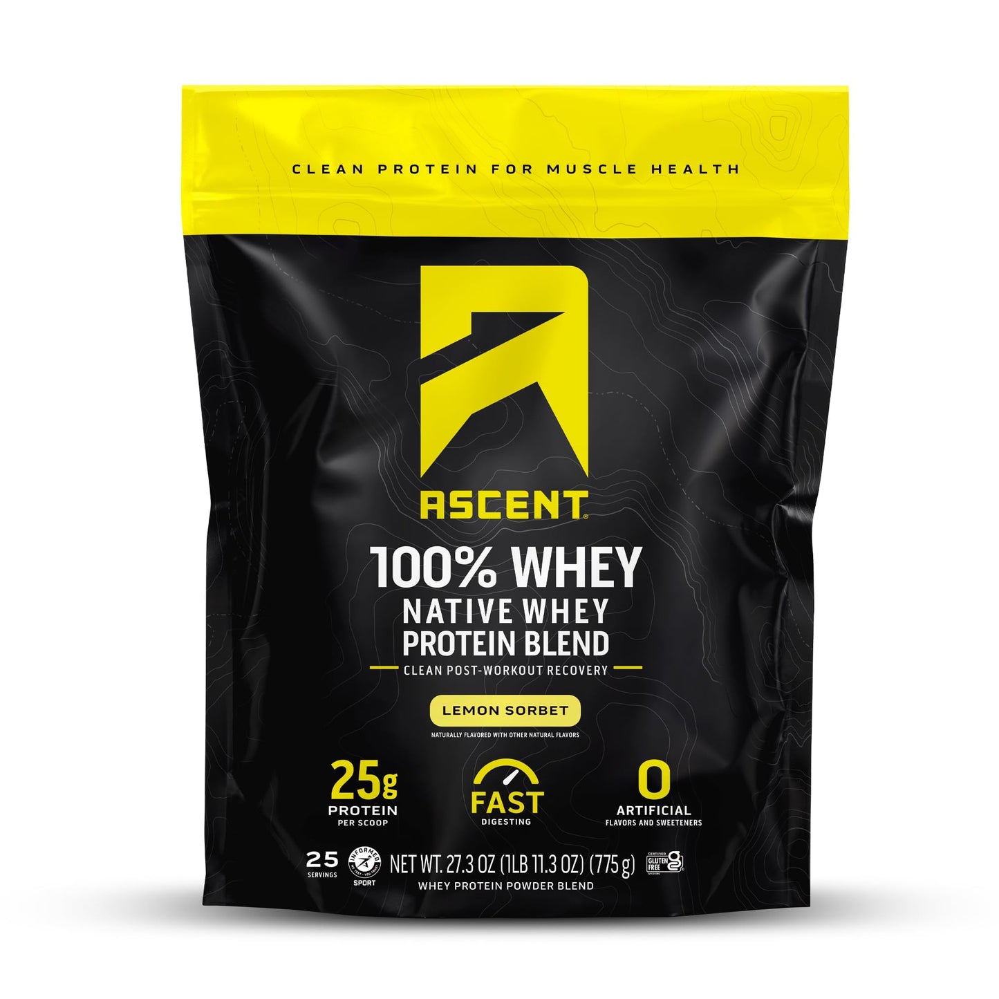 Ascent 100% Whey, Native Whey Protein Blend - Clean Post Workout Recovery, Digesting, Zero Artificial Flavors & Sweeteners, Gluten Free, 5.5g BCAA, 2.6g Leucine, Vanilla Bean 4 lb.