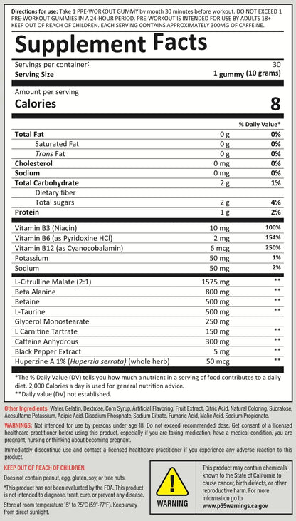 Kodagenix Pre Workout Gummies for Men and Women with Caffeine, L-Citrulline and Beta Alanine - World's First Preworkout Gummy™ - High Stim Preworkout for Men and Women - USA-Made - 30 Servings