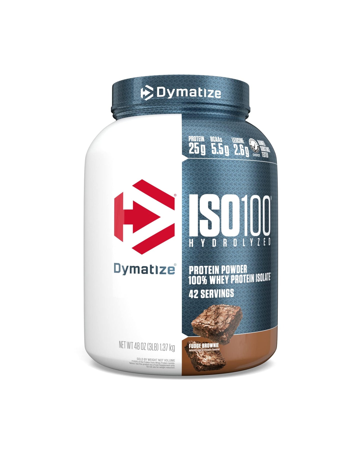 Dymatize ISO100 Whey Protein Powder Isolate, Gourmet Vanilla, 25g of Protein, 5.5g BCAAs, Less Than 120 Cal., Gluten Free, 1g Fat, 1g Sugar, 2g Carb (20 Servings)