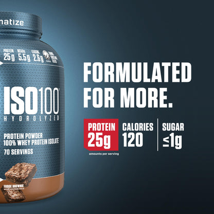 Dymatize ISO100 Whey Protein Powder Isolate, Gourmet Vanilla, 25g of Protein, 5.5g BCAAs, Less Than 120 Cal., Gluten Free, 1g Fat, 1g Sugar, 2g Carb (20 Servings)