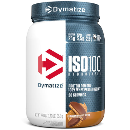 Dymatize ISO100 Whey Protein Powder Isolate, Gourmet Vanilla, 25g of Protein, 5.5g BCAAs, Less Than 120 Cal., Gluten Free, 1g Fat, 1g Sugar, 2g Carb (20 Servings)