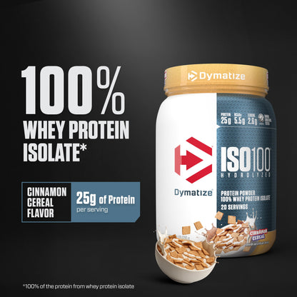 Dymatize ISO100 Whey Protein Powder Isolate, Gourmet Vanilla, 25g of Protein, 5.5g BCAAs, Less Than 120 Cal., Gluten Free, 1g Fat, 1g Sugar, 2g Carb (20 Servings)