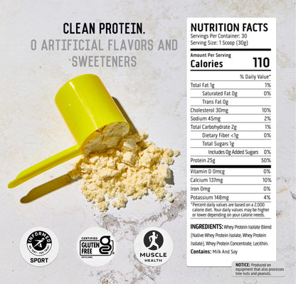 Ascent 100% Whey, Native Whey Protein Blend - Clean Post Workout Recovery, Digesting, Zero Artificial Flavors & Sweeteners, Gluten Free, 5.5g BCAA, 2.6g Leucine, Vanilla Bean 4 lb.