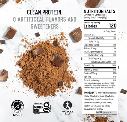 Ascent 100% Whey, Native Whey Protein Blend - Clean Post Workout Recovery, Digesting, Zero Artificial Flavors & Sweeteners, Gluten Free, 5.5g BCAA, 2.6g Leucine, Vanilla Bean 4 lb.
