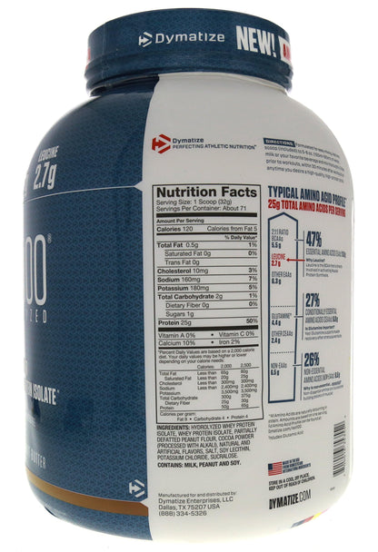 Dymatize ISO100 Whey Protein Powder Isolate, Gourmet Vanilla, 25g of Protein, 5.5g BCAAs, Less Than 120 Cal., Gluten Free, 1g Fat, 1g Sugar, 2g Carb (20 Servings)