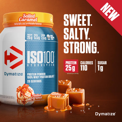 Dymatize ISO100 Whey Protein Powder Isolate, Gourmet Vanilla, 25g of Protein, 5.5g BCAAs, Less Than 120 Cal., Gluten Free, 1g Fat, 1g Sugar, 2g Carb (20 Servings)