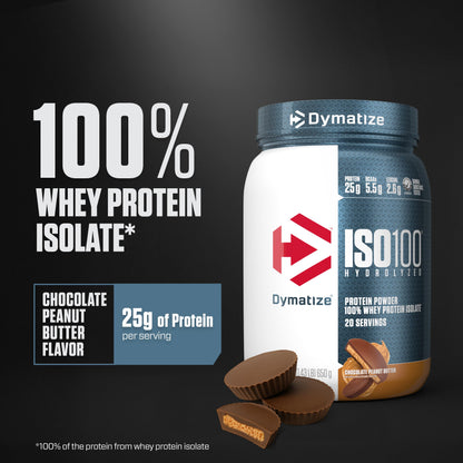 Dymatize ISO100 Whey Protein Powder Isolate, Gourmet Vanilla, 25g of Protein, 5.5g BCAAs, Less Than 120 Cal., Gluten Free, 1g Fat, 1g Sugar, 2g Carb (20 Servings)