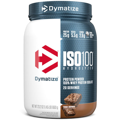 Dymatize ISO100 Whey Protein Powder Isolate, Gourmet Vanilla, 25g of Protein, 5.5g BCAAs, Less Than 120 Cal., Gluten Free, 1g Fat, 1g Sugar, 2g Carb (20 Servings)