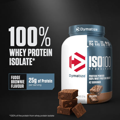 Dymatize ISO100 Whey Protein Powder Isolate, Gourmet Vanilla, 25g of Protein, 5.5g BCAAs, Less Than 120 Cal., Gluten Free, 1g Fat, 1g Sugar, 2g Carb (20 Servings)