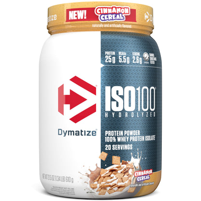 Dymatize ISO100 Whey Protein Powder Isolate, Gourmet Vanilla, 25g of Protein, 5.5g BCAAs, Less Than 120 Cal., Gluten Free, 1g Fat, 1g Sugar, 2g Carb (20 Servings)
