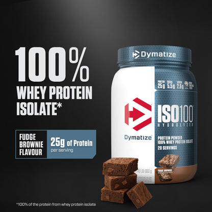 Dymatize ISO100 Whey Protein Powder Isolate, Gourmet Vanilla, 25g of Protein, 5.5g BCAAs, Less Than 120 Cal., Gluten Free, 1g Fat, 1g Sugar, 2g Carb (20 Servings)