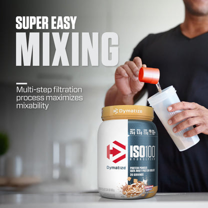 Dymatize ISO100 Whey Protein Powder Isolate, Gourmet Vanilla, 25g of Protein, 5.5g BCAAs, Less Than 120 Cal., Gluten Free, 1g Fat, 1g Sugar, 2g Carb (20 Servings)