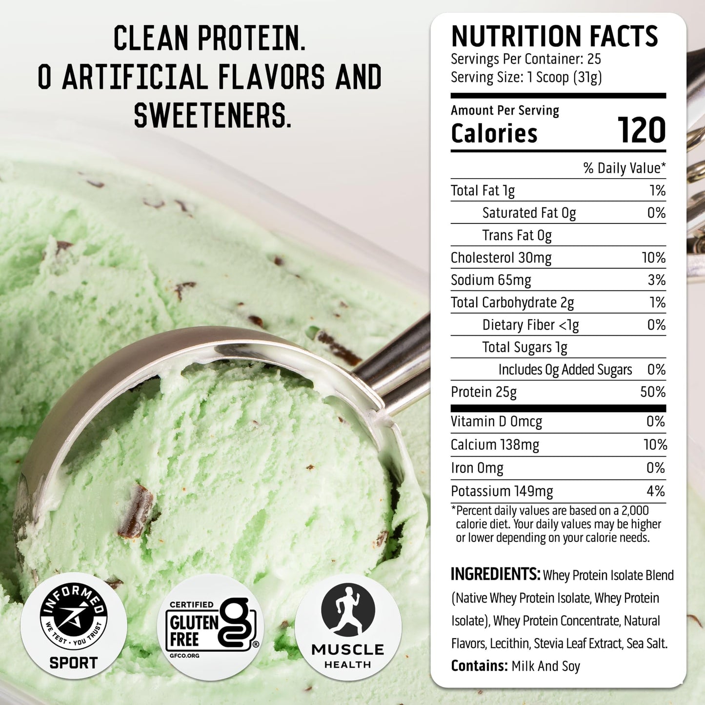 Ascent 100% Whey, Native Whey Protein Blend - Clean Post Workout Recovery, Digesting, Zero Artificial Flavors & Sweeteners, Gluten Free, 5.5g BCAA, 2.6g Leucine, Vanilla Bean 4 lb.