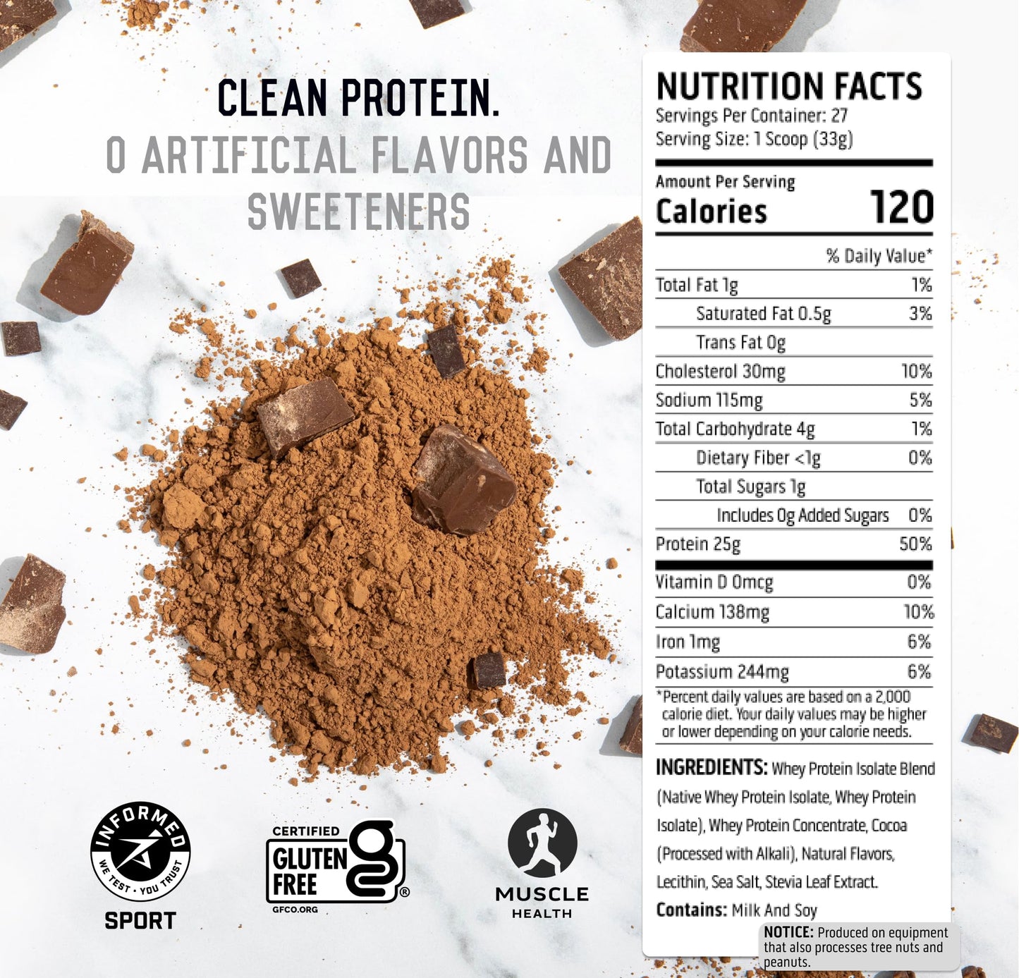 Ascent 100% Whey, Native Whey Protein Blend - Clean Post Workout Recovery, Digesting, Zero Artificial Flavors & Sweeteners, Gluten Free, 5.5g BCAA, 2.6g Leucine, Vanilla Bean 4 lb.
