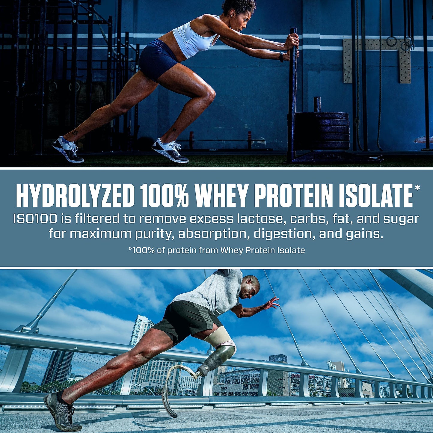 Dymatize ISO100 Whey Protein Powder Isolate, Gourmet Vanilla, 25g of Protein, 5.5g BCAAs, Less Than 120 Cal., Gluten Free, 1g Fat, 1g Sugar, 2g Carb (20 Servings)